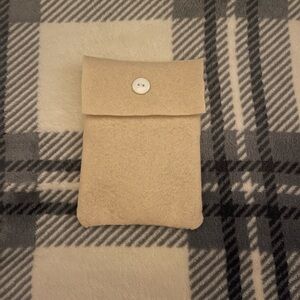 Beige discrete period menstrual product handmade felt pouch holder take anywhere